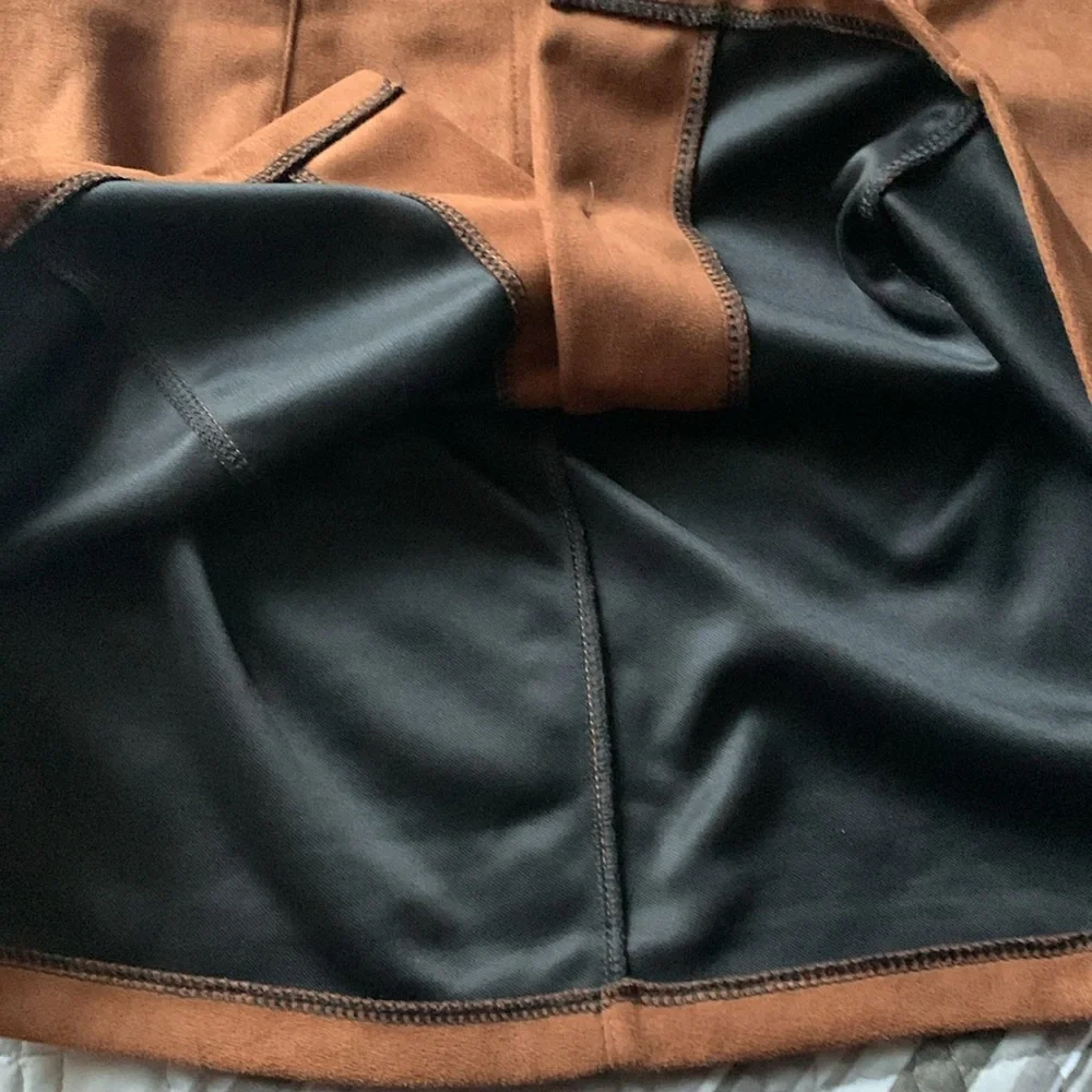 Brown(Camel) Suede A-line Mini Skirt EUC